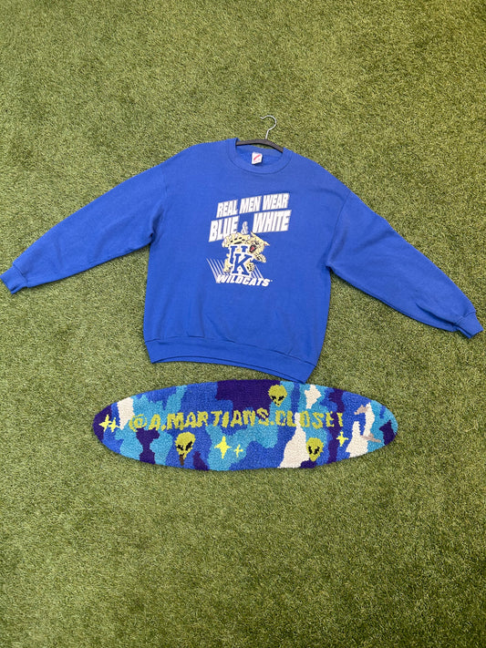 Vintage 90s University Of Kentucky Wildcats Real Men Wear Blue & White Crewneck