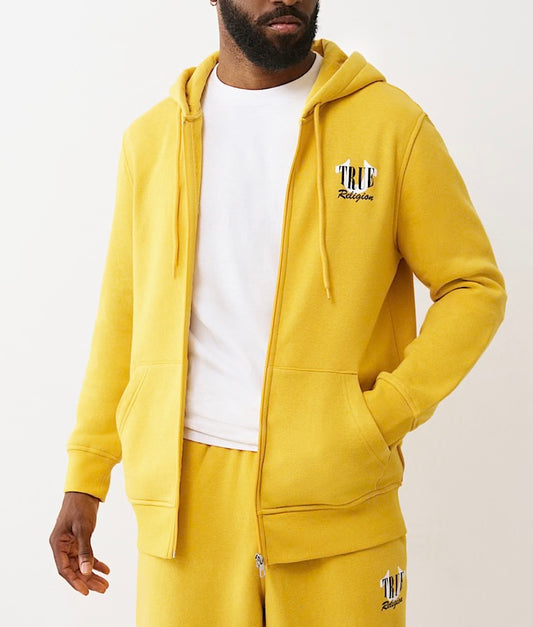 True Religion Buddha Card Yellow ZipUp Jacket
