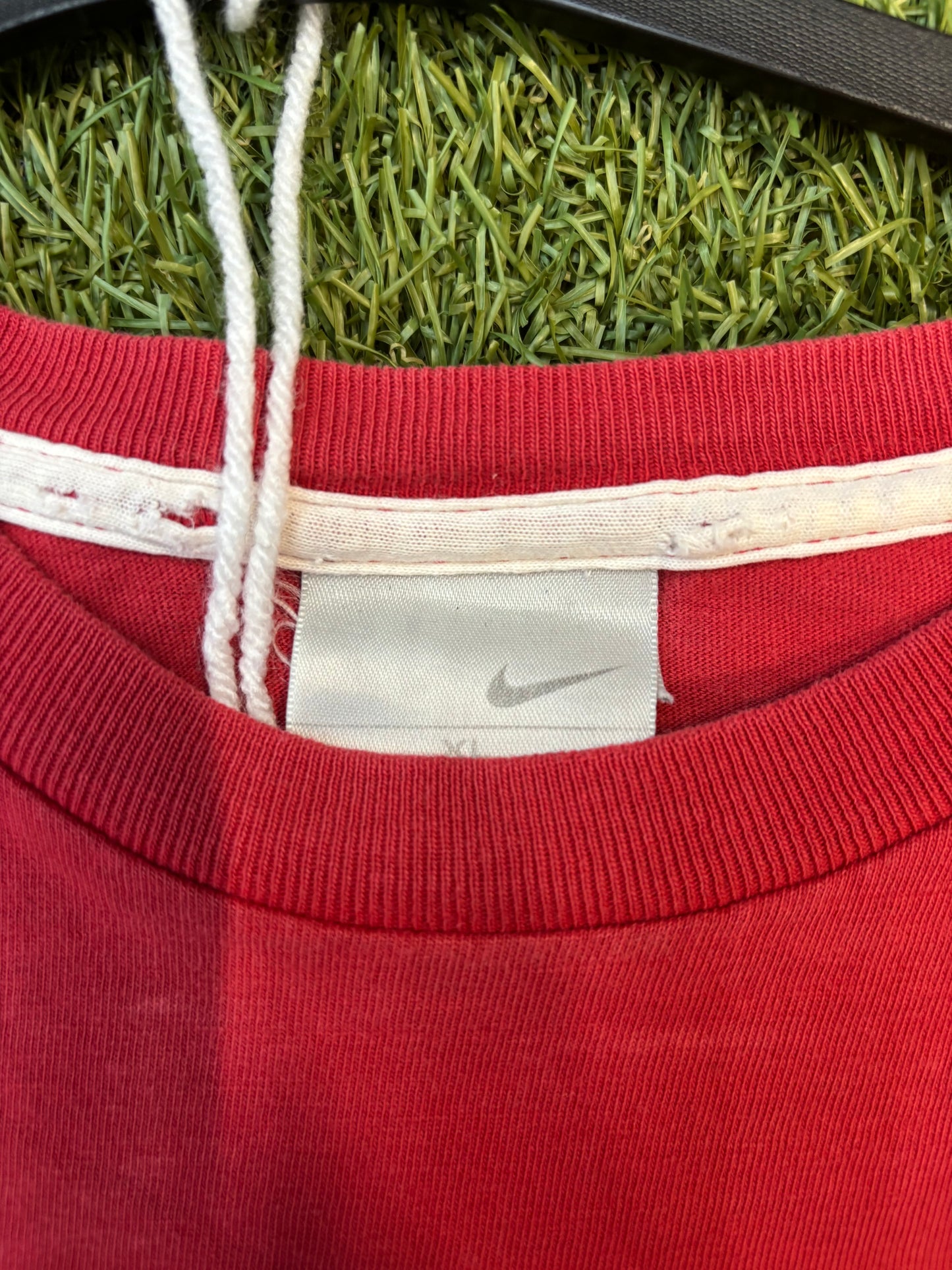 Vintage Red Nike Plain Tee With Embroidered logo