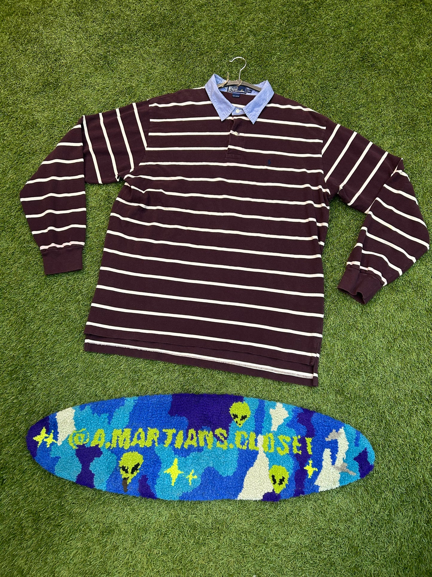 Vintage Ralph Lauren White Stripes on Burgundy