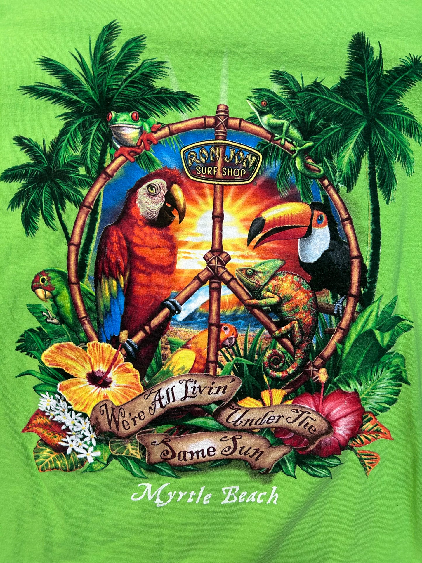 Ron Jon Surf Shop Lime Green Myrtle Beach Bird Tee