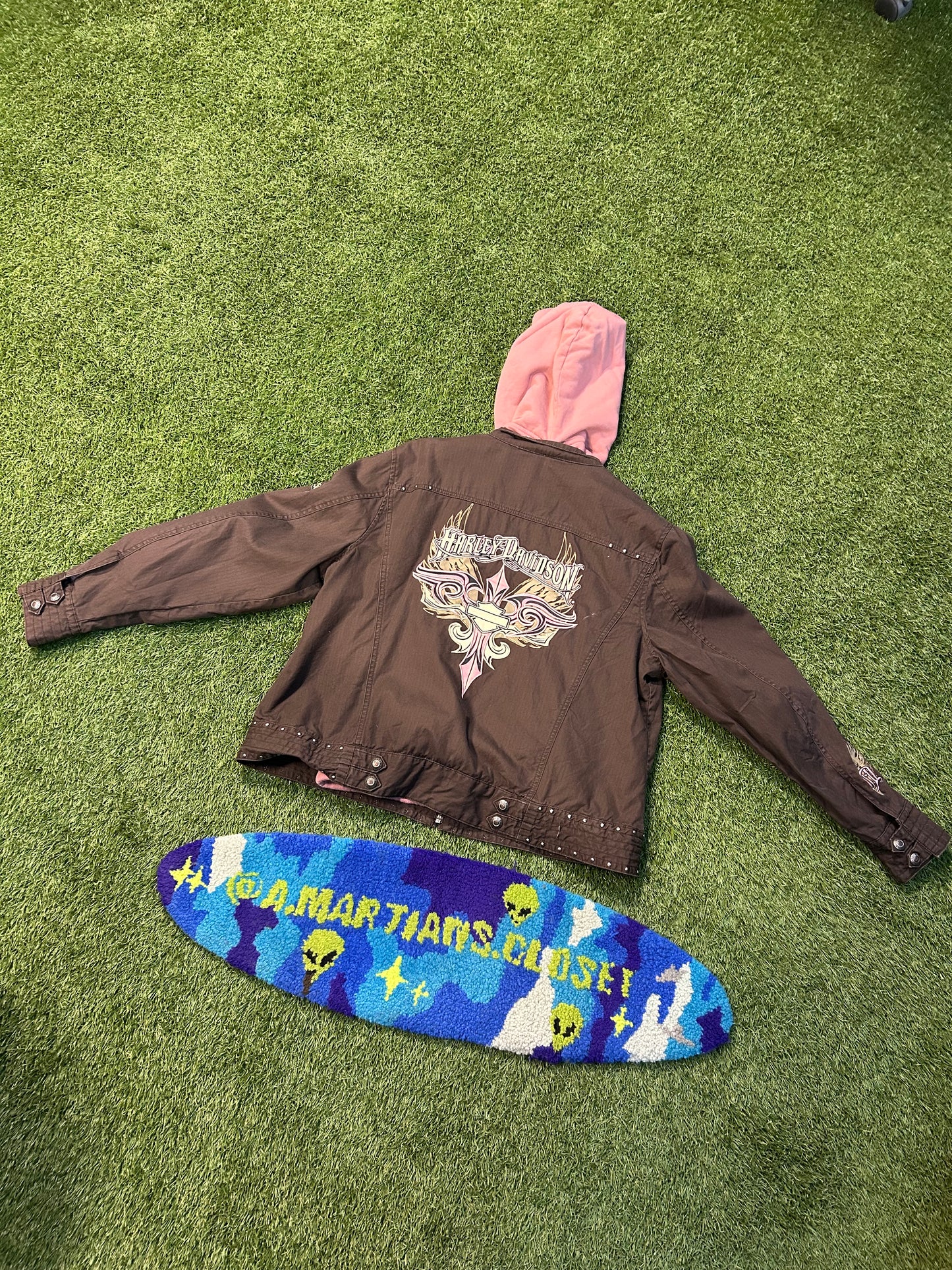 Vintage 90s Harley Davidson Pink Under Hoodie Women’s Jacket