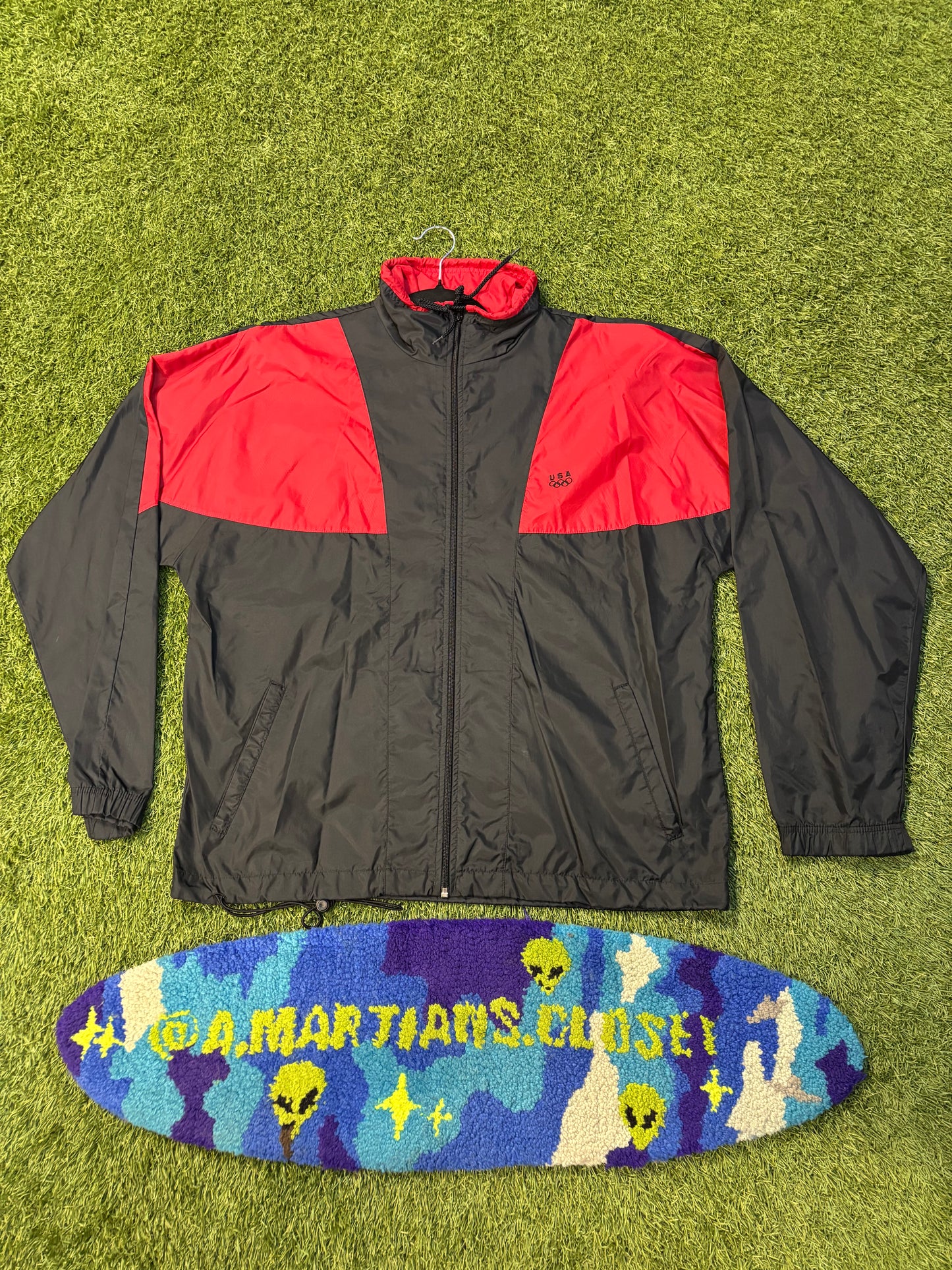 Red and Black USA Olympic Wind Breaker Jacket Size Medium