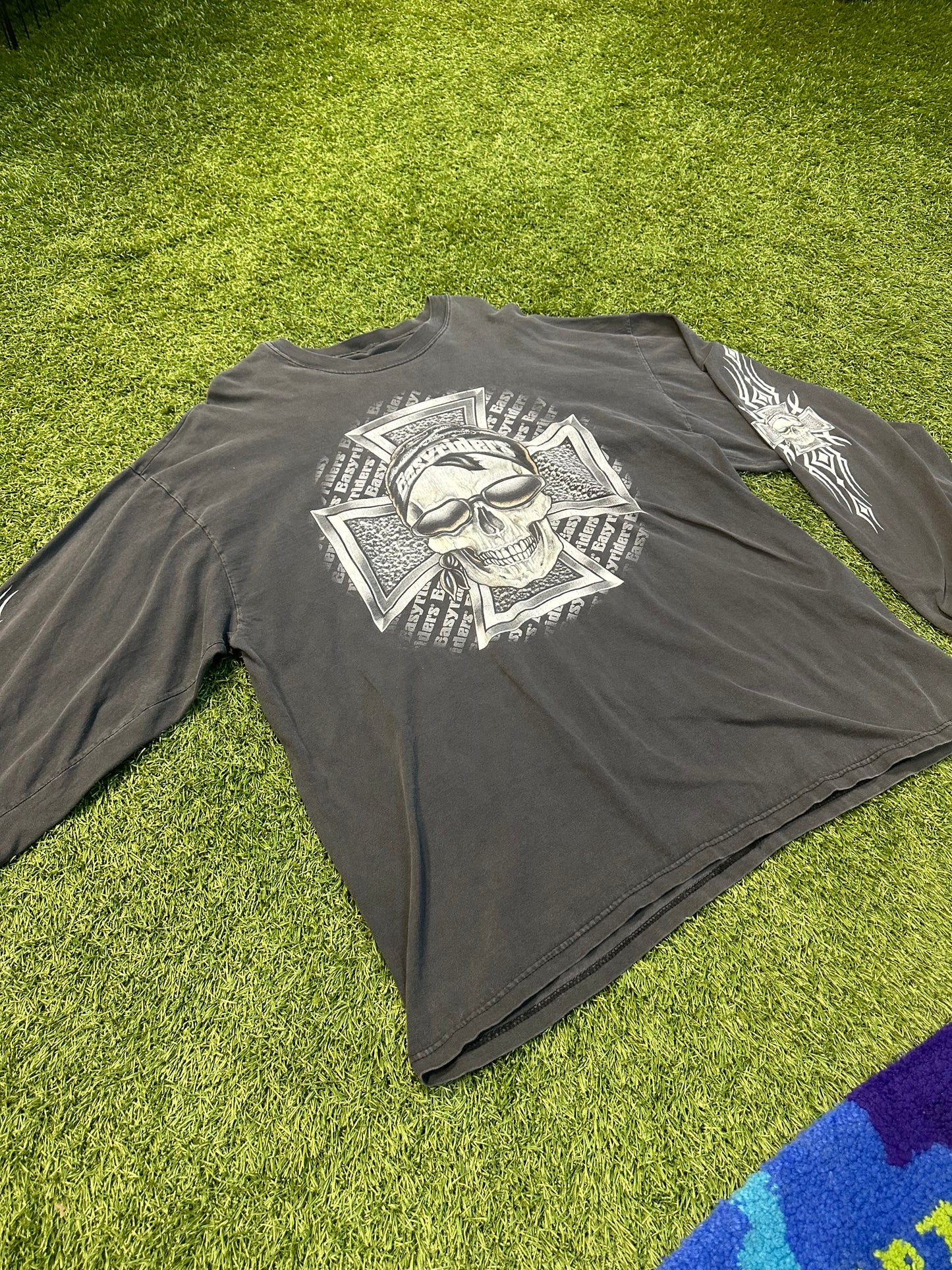 Vintage Easy Riders Motorcycle Long Sleeve Skull Tee