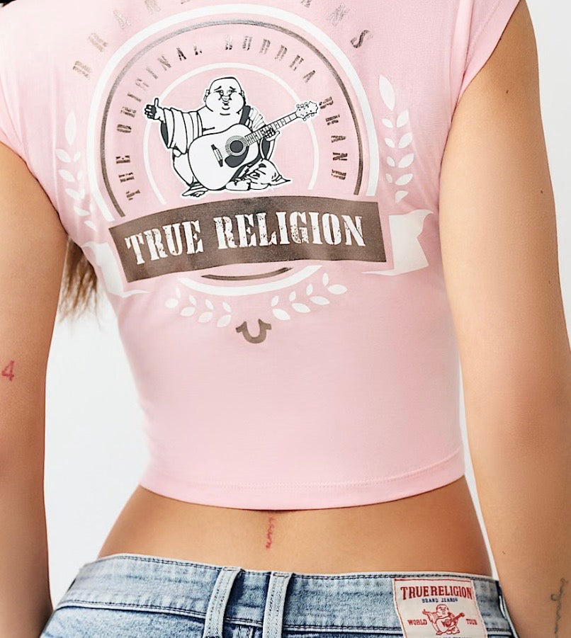 True Religion V-Notch Cap Women’s Tee