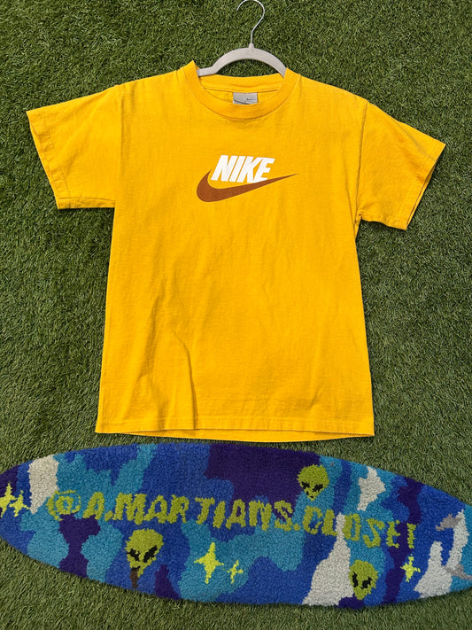 Y2K White Nike On the Yellow & Brown Swoosh