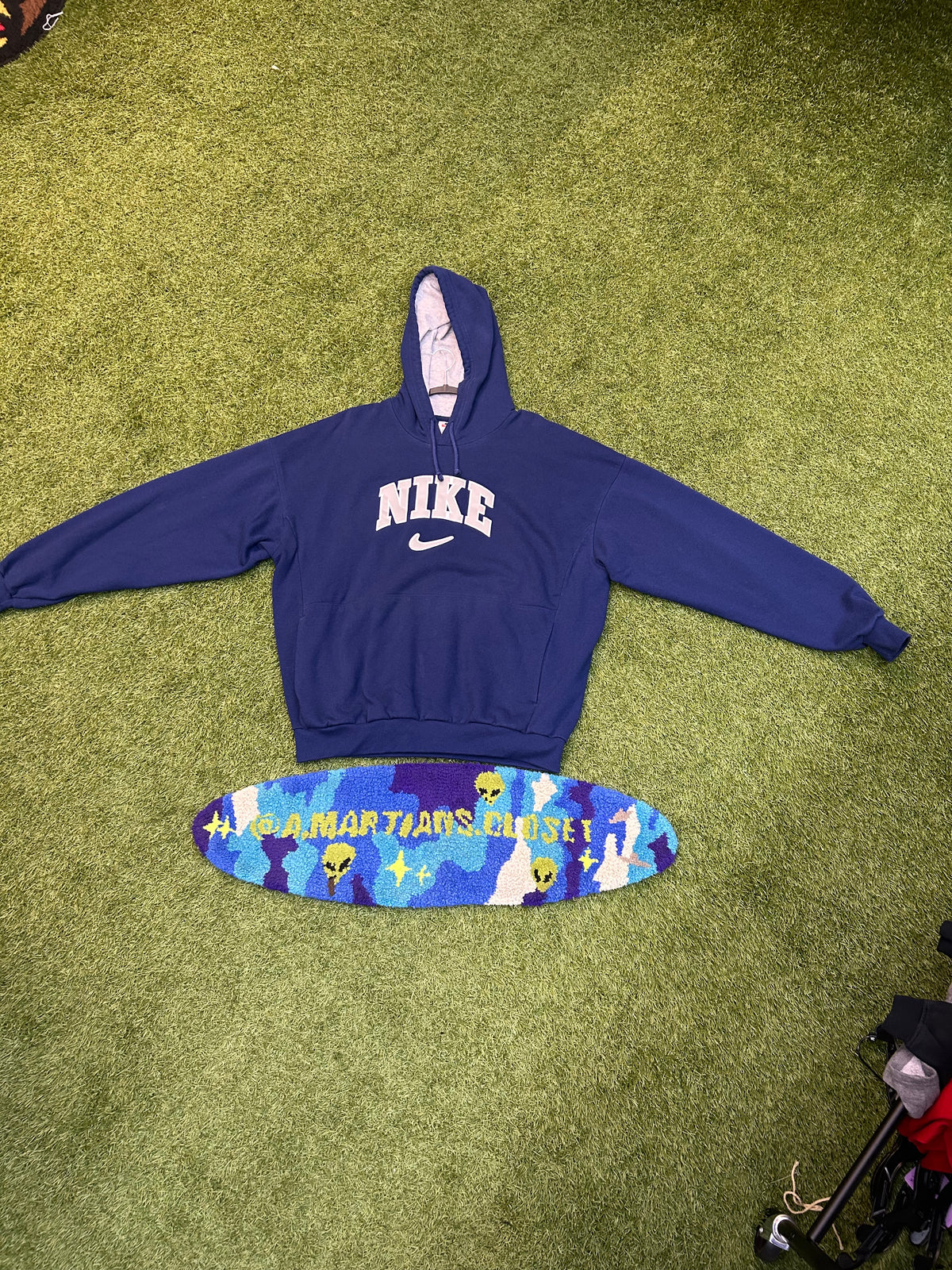 Vintage Nike Center Big Logo Navy Hoodie