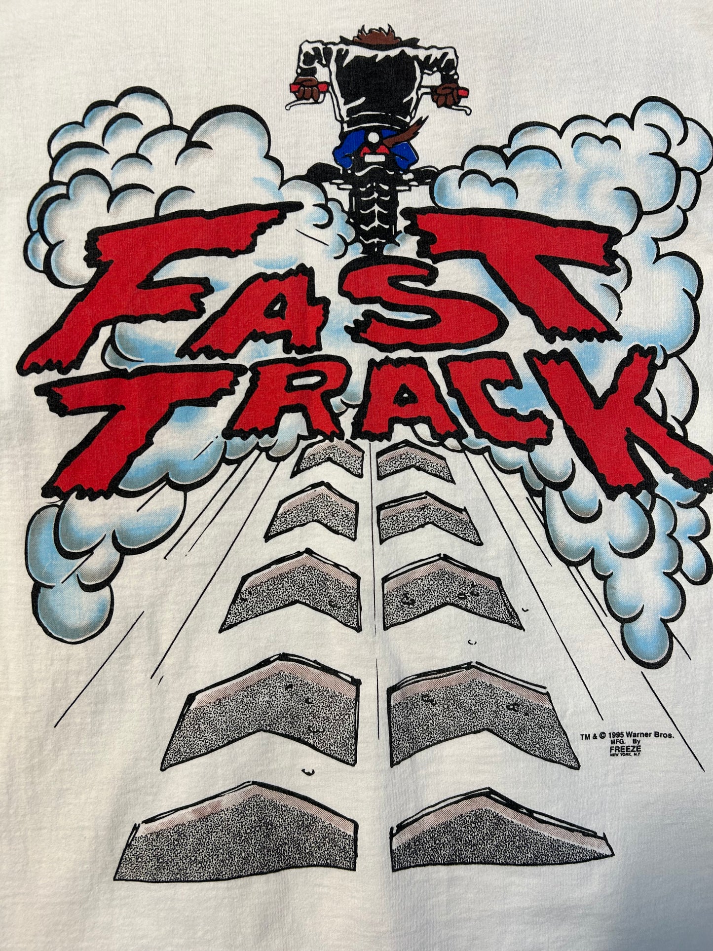 Vintage 1995 Tasmania Devil Motorcycle Fast Track AOP Front Tee