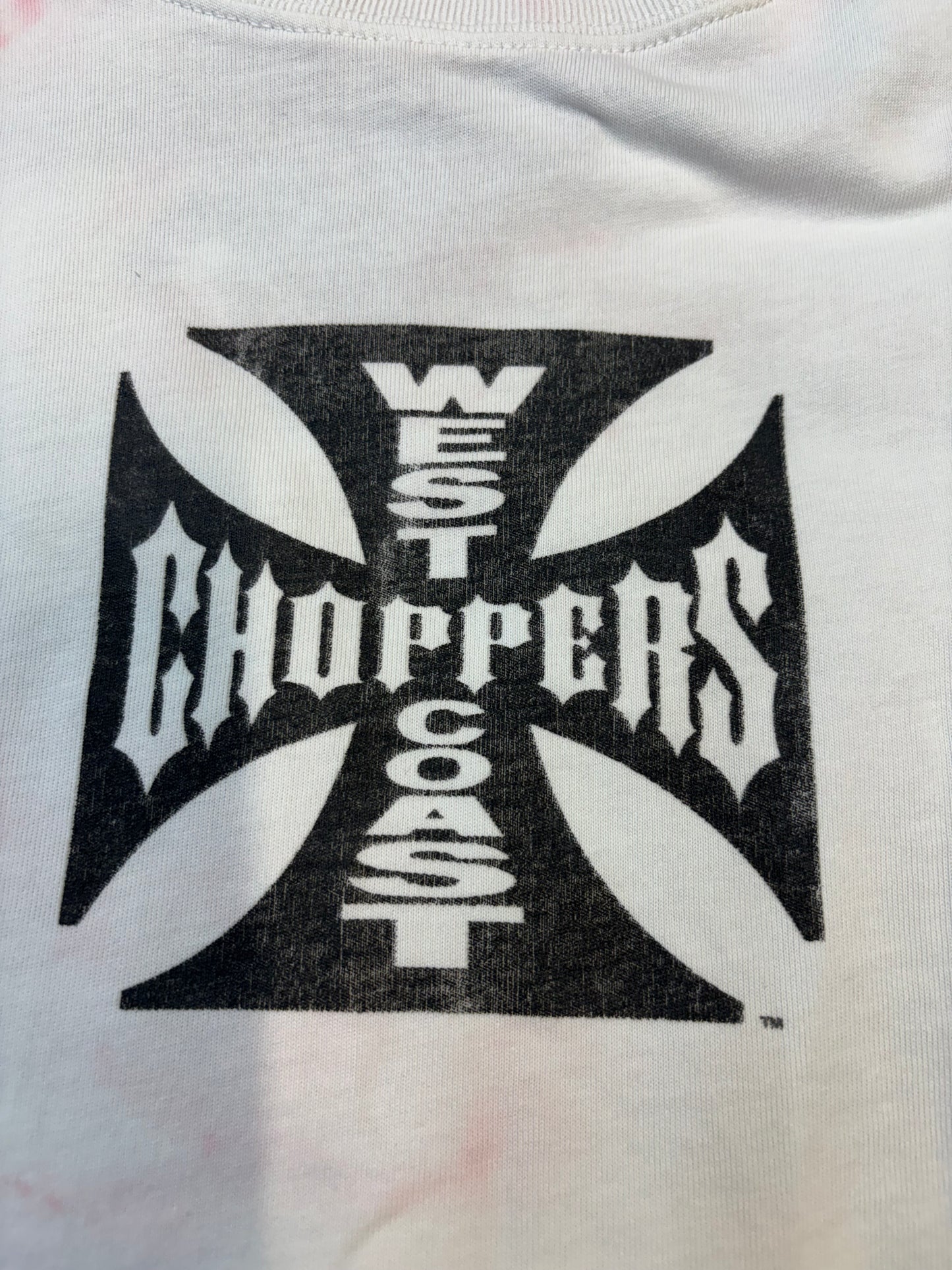 White West Coast Choppers Tee Featuring Red Tie-diy
