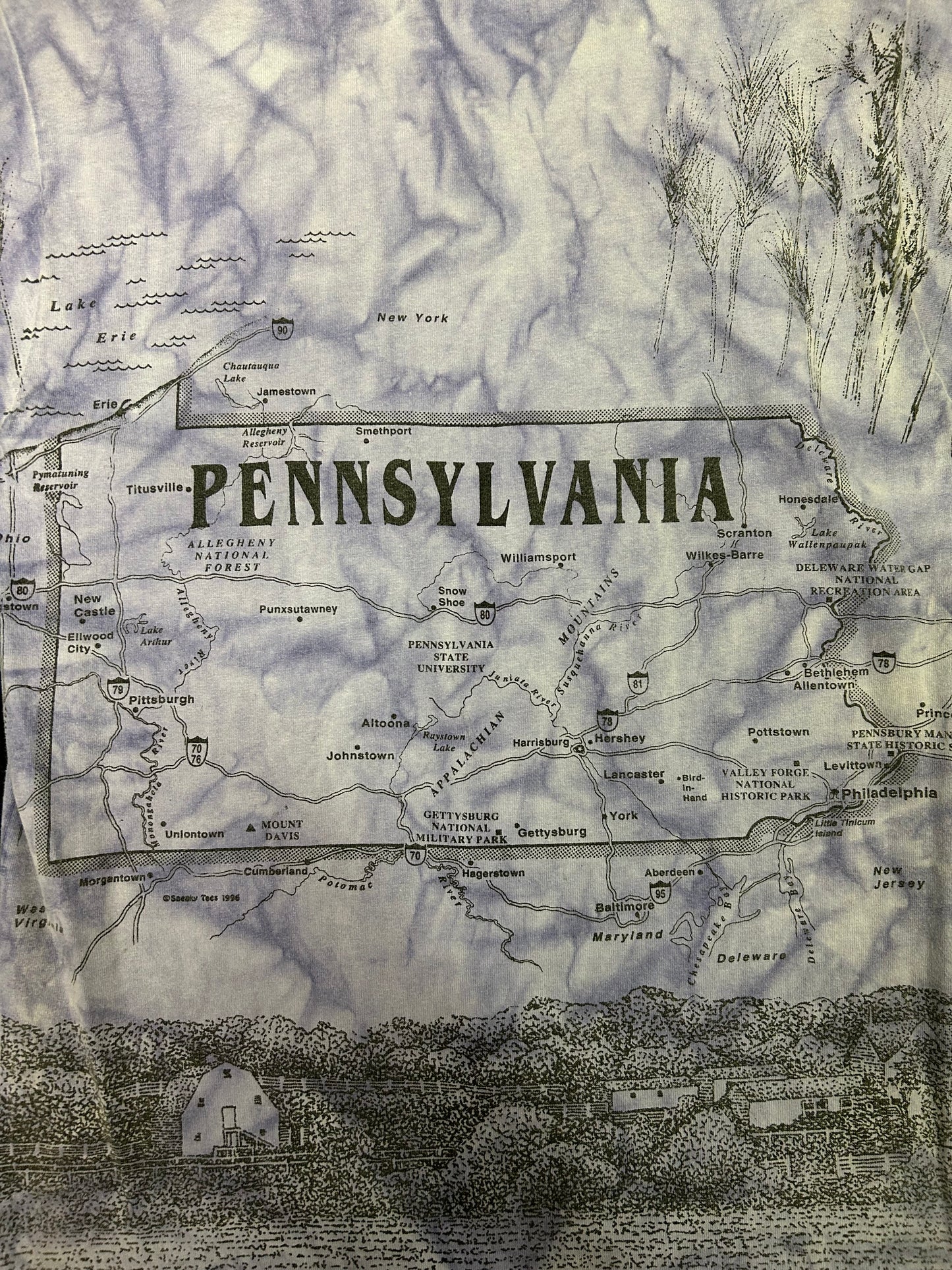 Vintage AOP Pennsylvania Map Tee