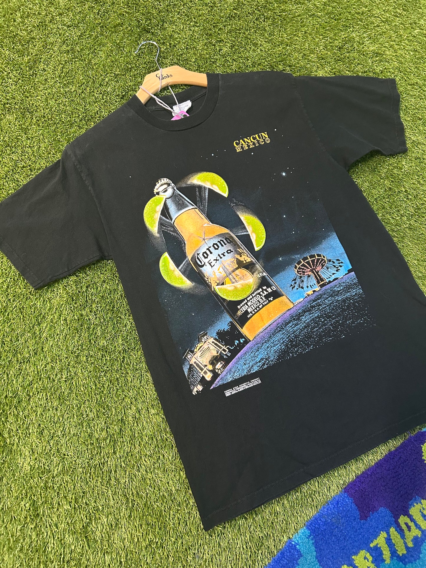 Vintage 90s Corona Extra Cancun Mexico Beer Tee