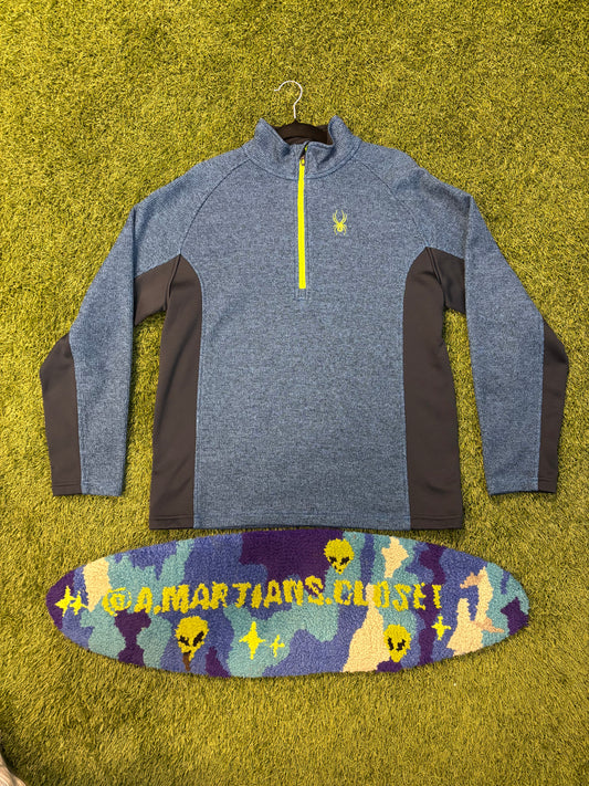 Multi Blue Knitted Spyder Brand Quarter Zip Jacket