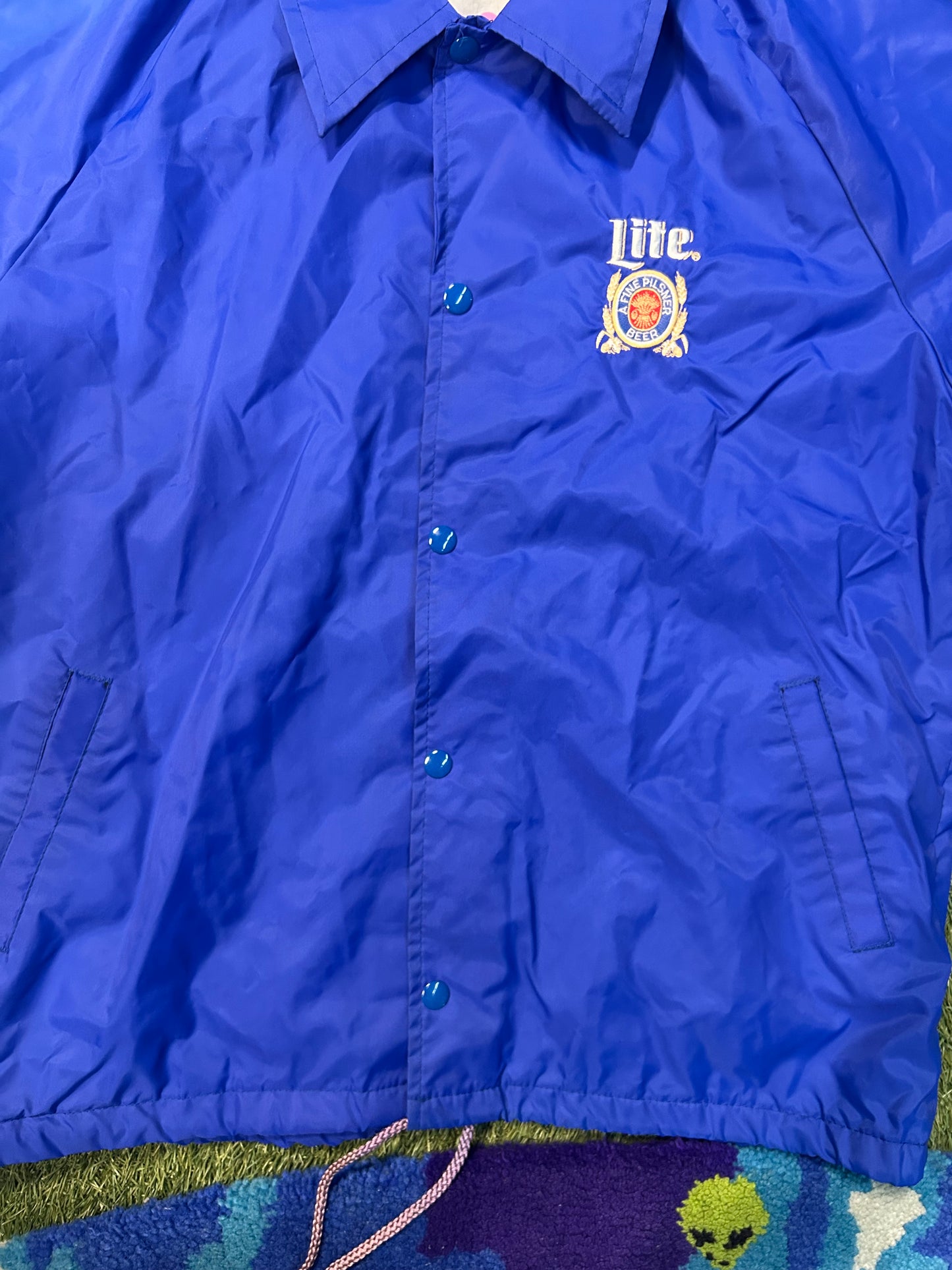 Vintage 90s Miller Lite Blue Collard Jacket