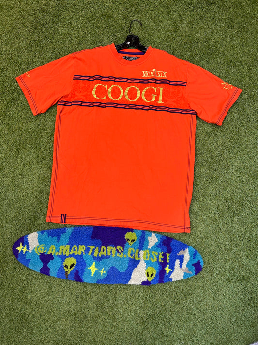 Y2K Coogi Deep Gold Logo Orange Tee