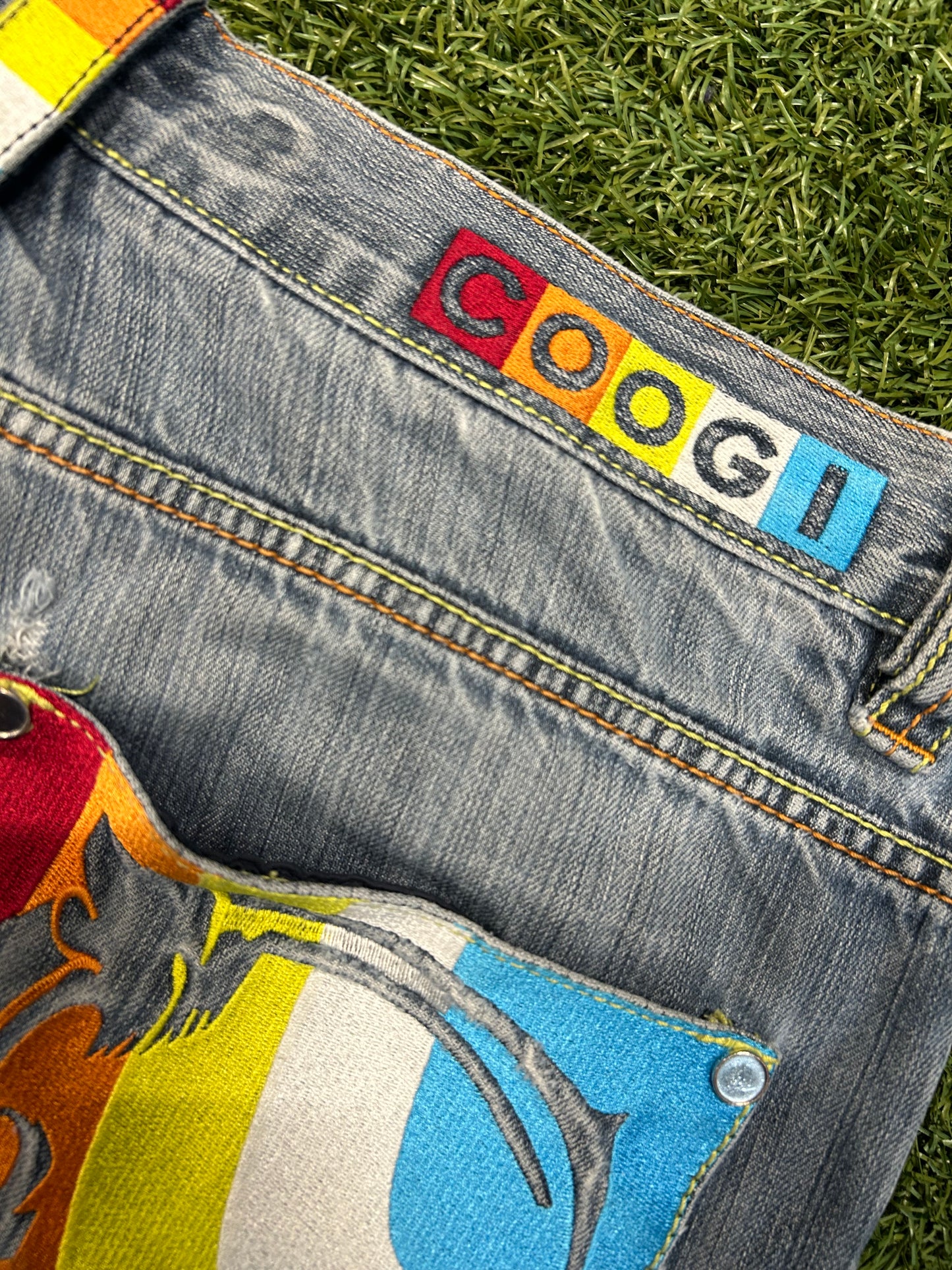Y2K Coogi Multi Color Big G Jeans