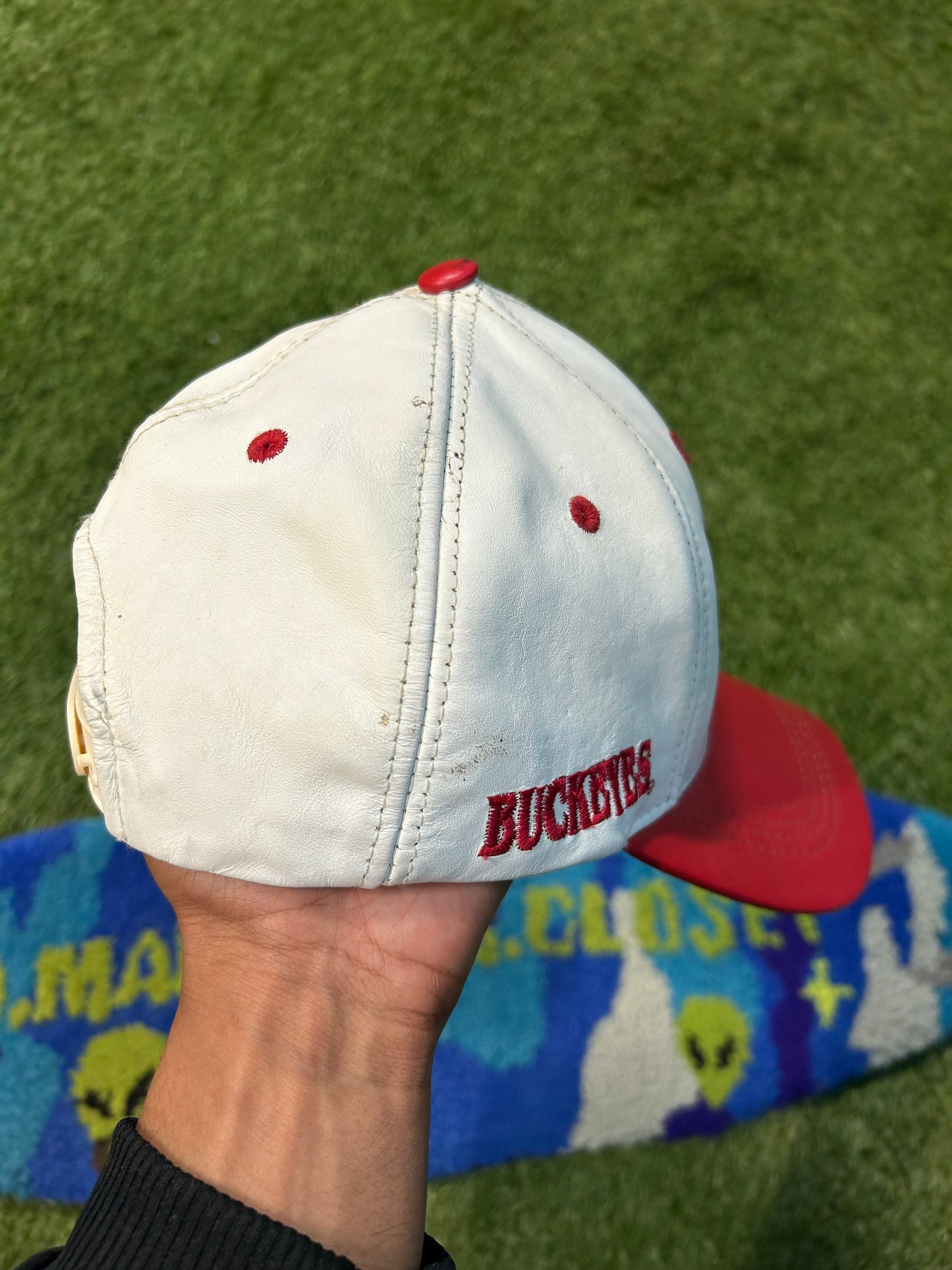 Vintage 90s Ohio State Buckeyes Leather Embroidered SnapBack