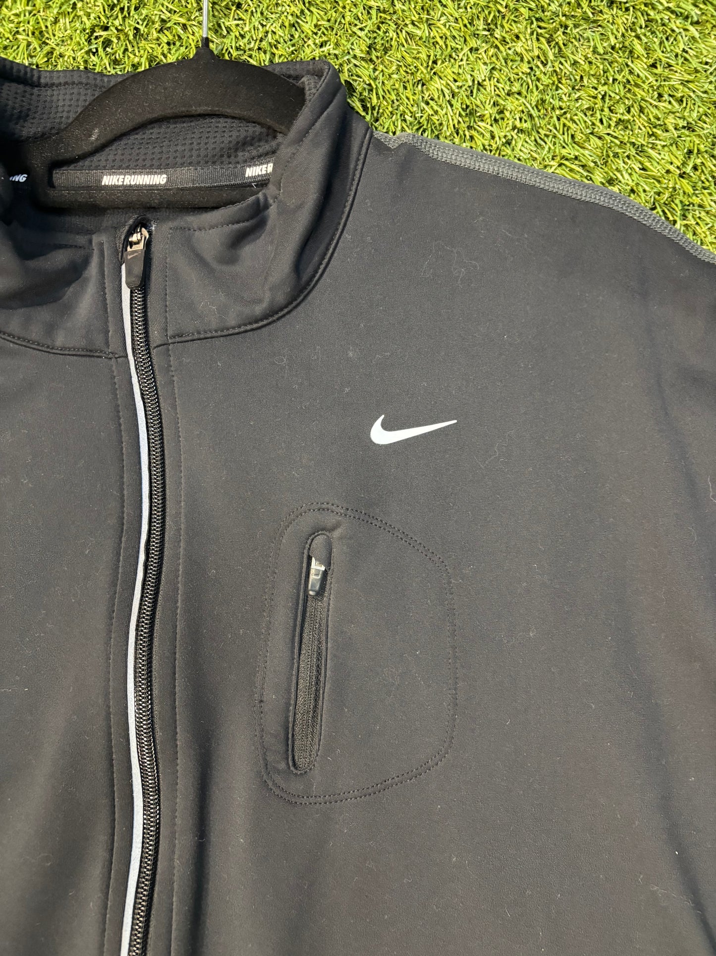 Black and Dark Grey Nike Running Dri-fit Full Zip Jacket Size XL