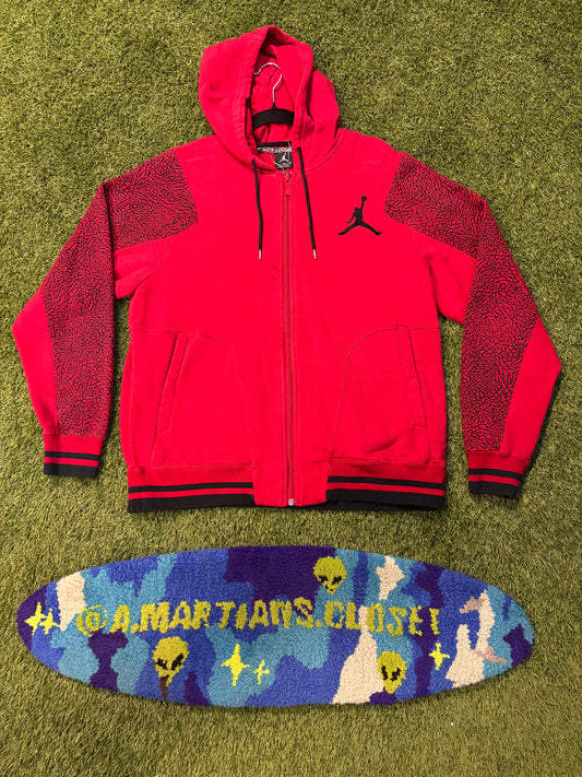 Red with Black Sleeve Print Jordan Jacket Size Large