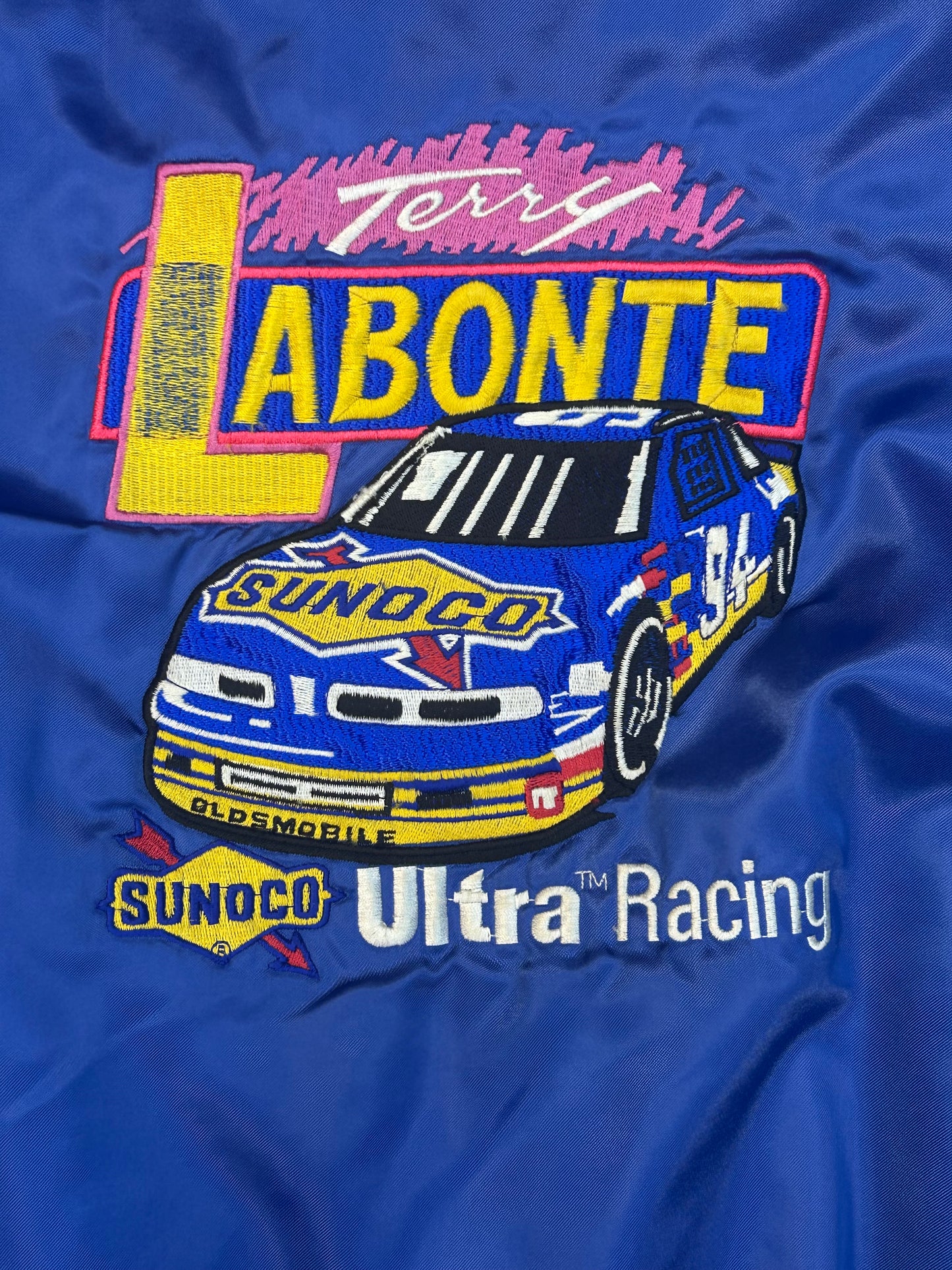 Vintage 90s Terry Labonte Satin Sunco NASCAR Bomber Jacket
