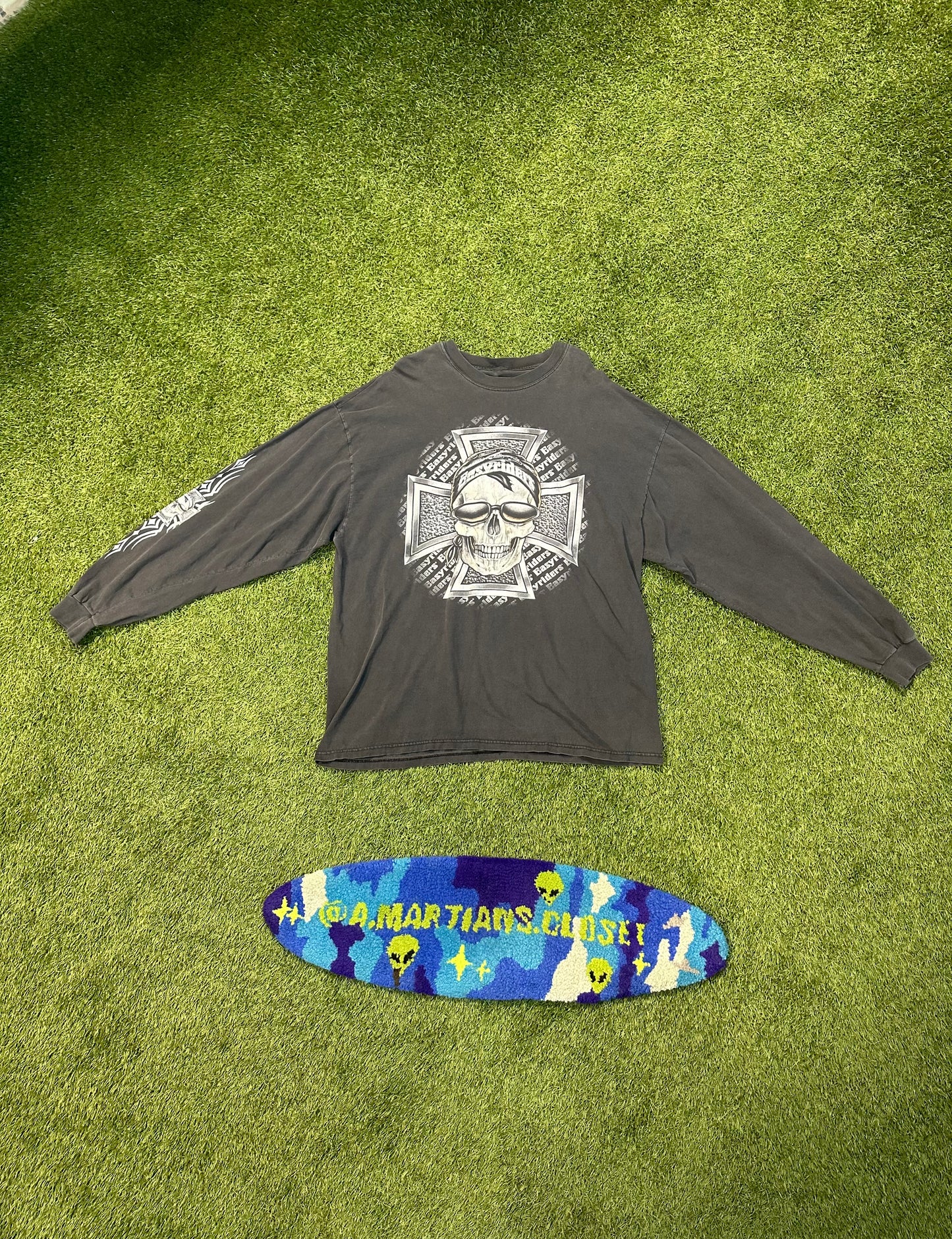 Vintage Easy Riders Motorcycle Long Sleeve Skull Tee