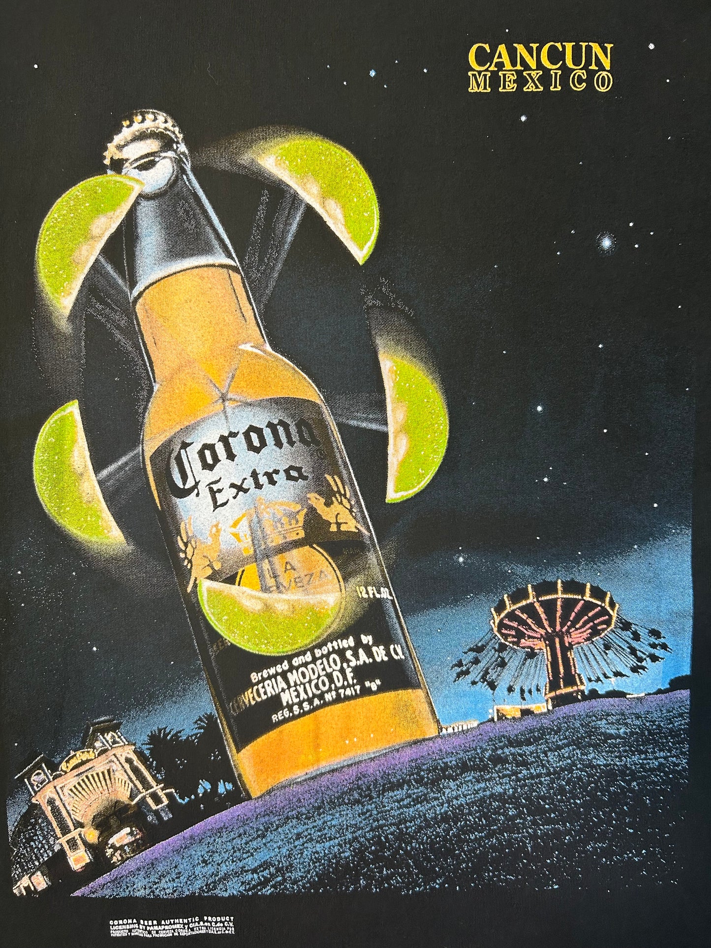 Vintage 90s Corona Extra Cancun Mexico Beer Tee