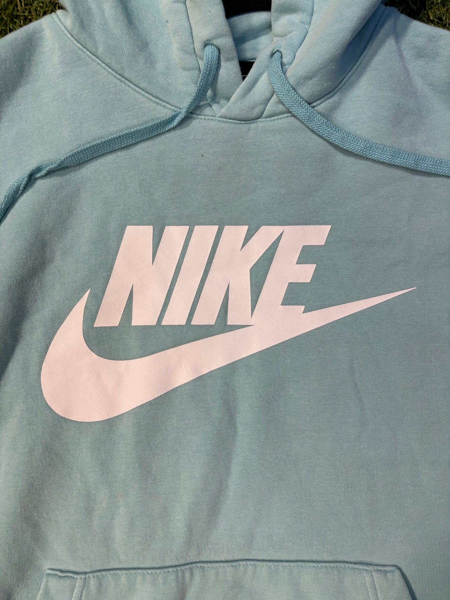 Baby Blue Center Logo Nike Hoodie Size Medium