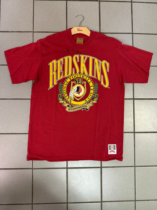 Rare Vintage Deadstock Washington Redskins Tee Signed By Jim Lauchey