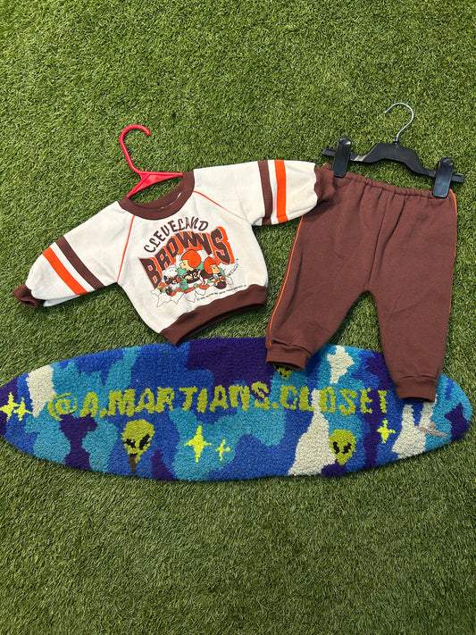 Vintage 1993 Peanuts And Snoopy Cleveland Browns Crewneck W/Matching Bottoms Kids Set