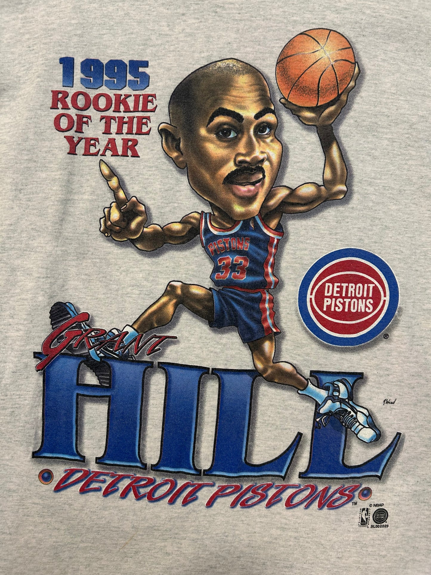 Vintage 1995 Salem Detroit Pistons Grant Hill Rookie Of The Year Tee