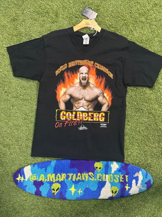 Vintage 1998 World Heavyweight Champion Goldberg ON FIRE V-Neck Tee