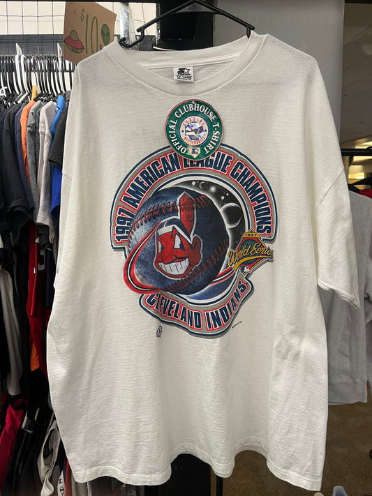 1997 Starter Cleveland Indians American League Champions T Shirt Size 2XL