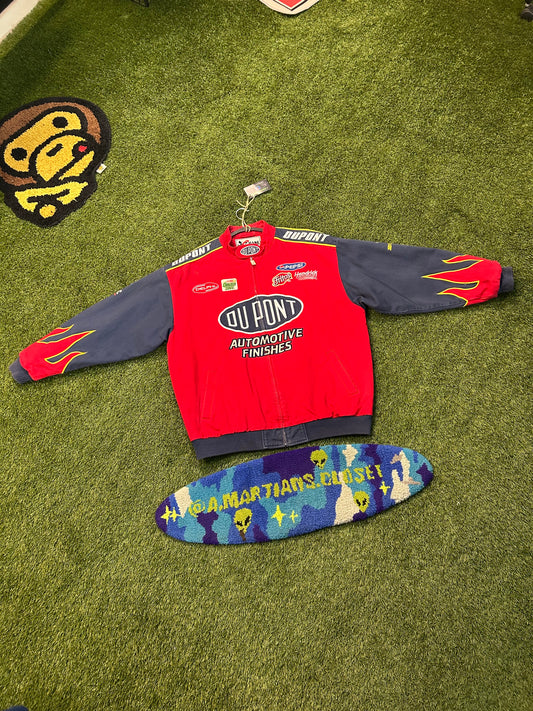 Vintage Jeff Gordon #24 DuPont Automotive Flame Sleeve NASCAR Jacket