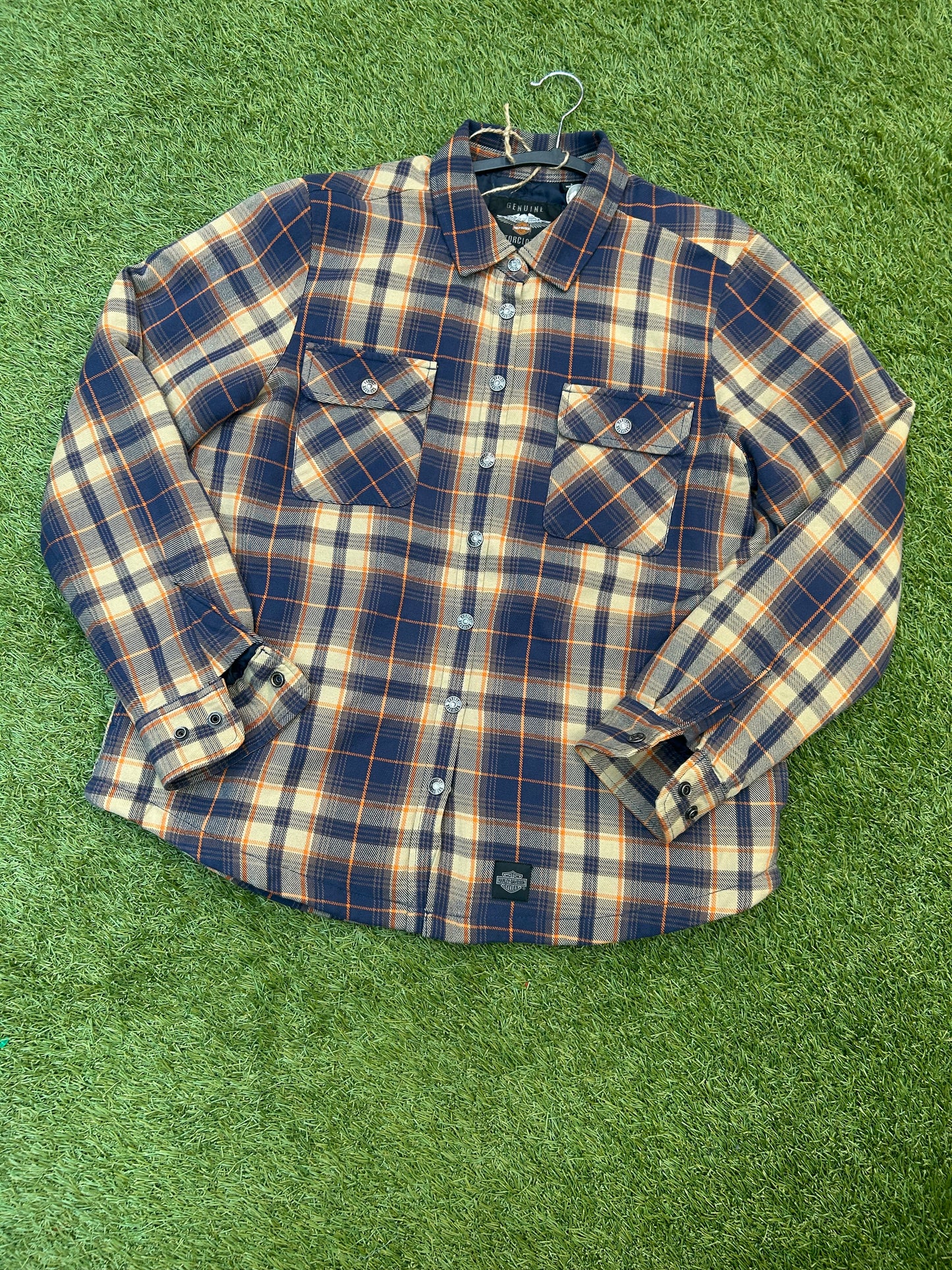 Vintage Harley Davidson Plaid Button Up Collard Jacket