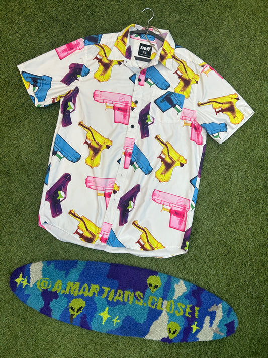 Y2K Neff Squirt Gun Button Down Shirt
