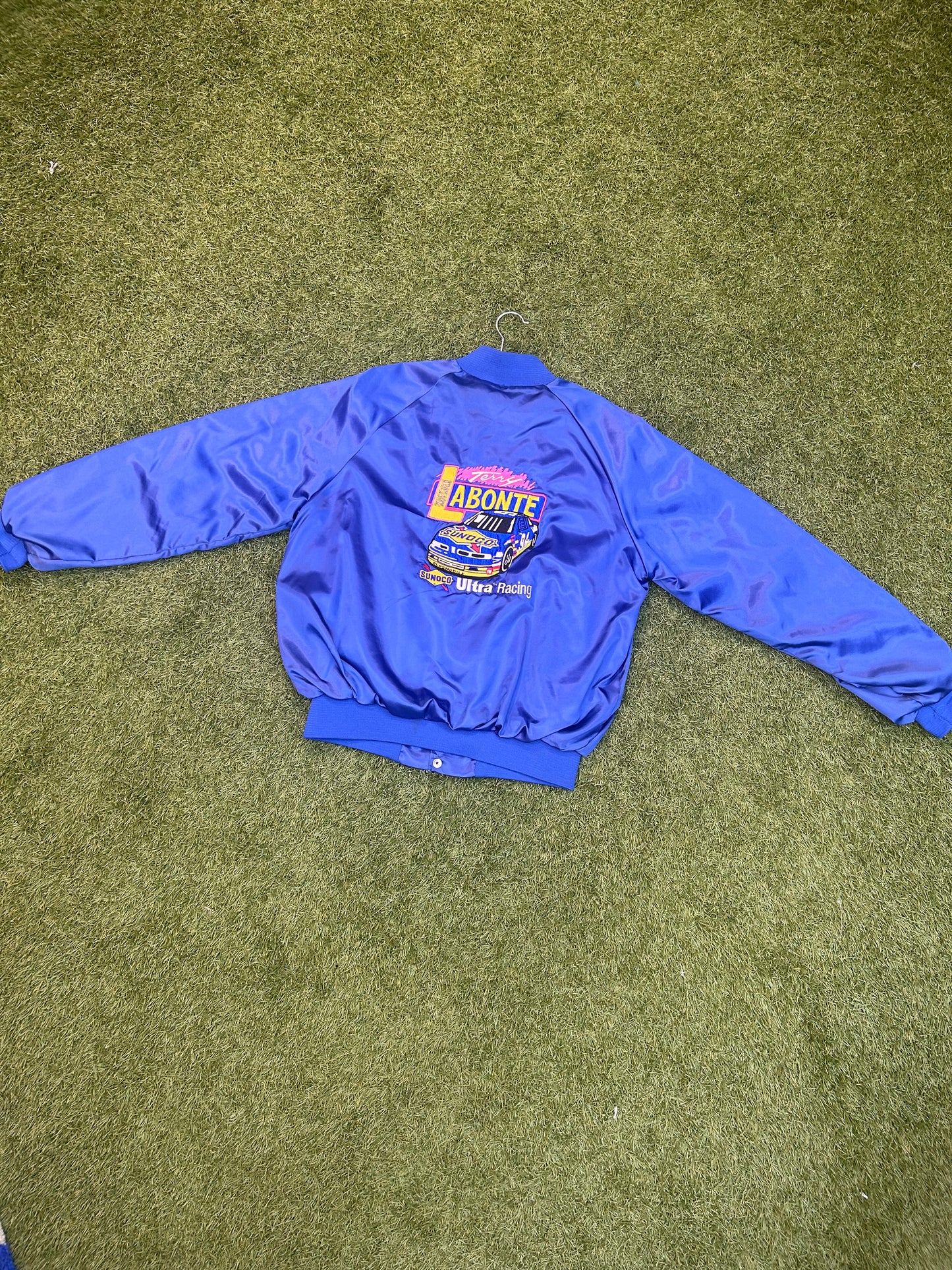 Vintage 90s Terry Labonte Satin Sunco NASCAR Bomber Jacket