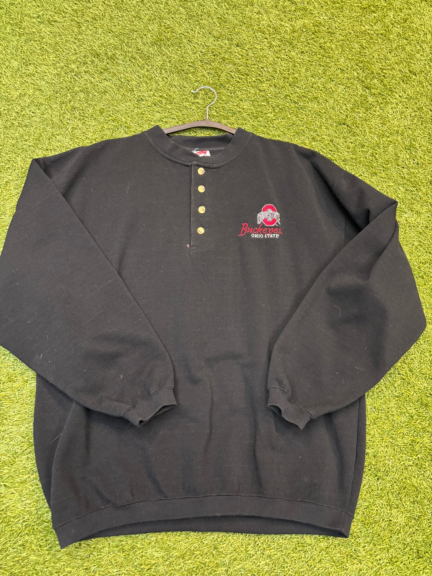 Vintage Black Buckeyes Ohio State Button Up Sweatshirt