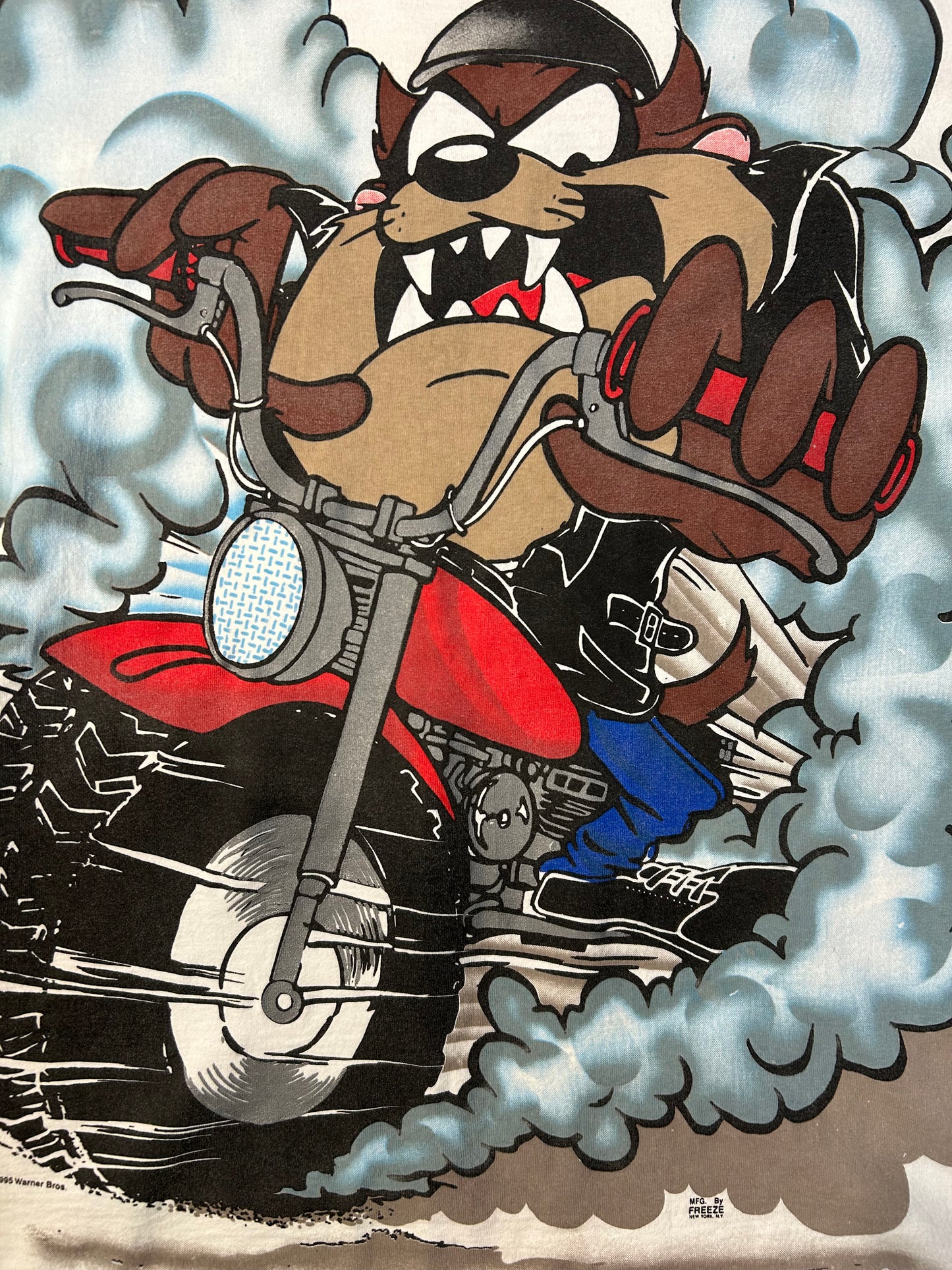 Vintage 1995 Tasmania Devil Motorcycle Fast Track AOP Front Tee