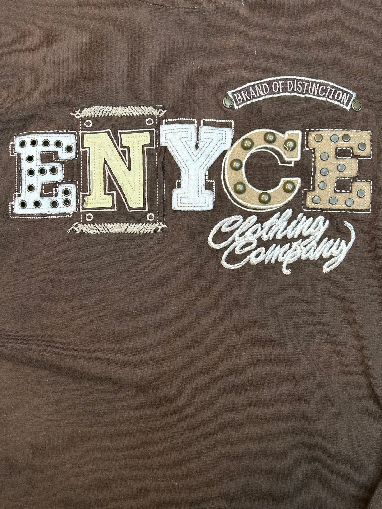 Vintage ENYCE Brown Long Sleeve Embroidered Tee