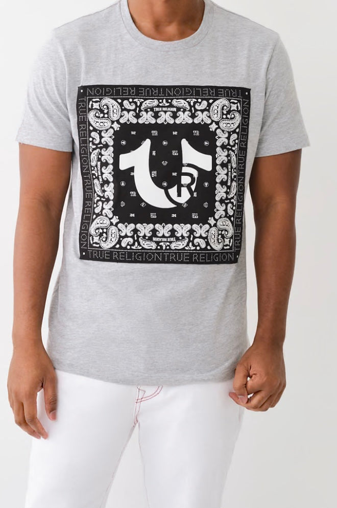 True Religion Paisley Twill Appliqué Logo Tee