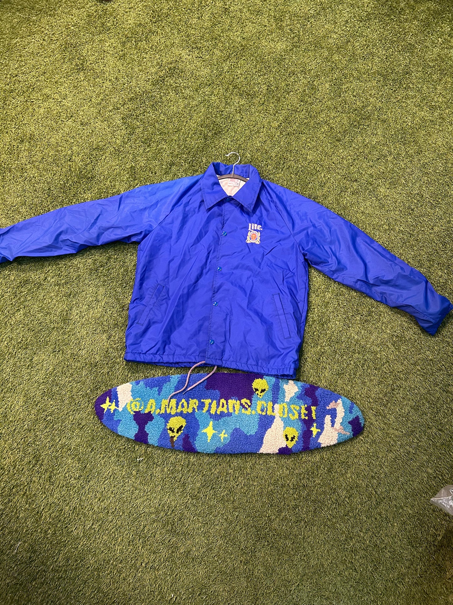 Vintage 90s Miller Lite Blue Collard Jacket