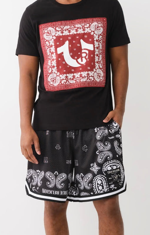 True Religion Paisley Twill Appliqué Logo Tee