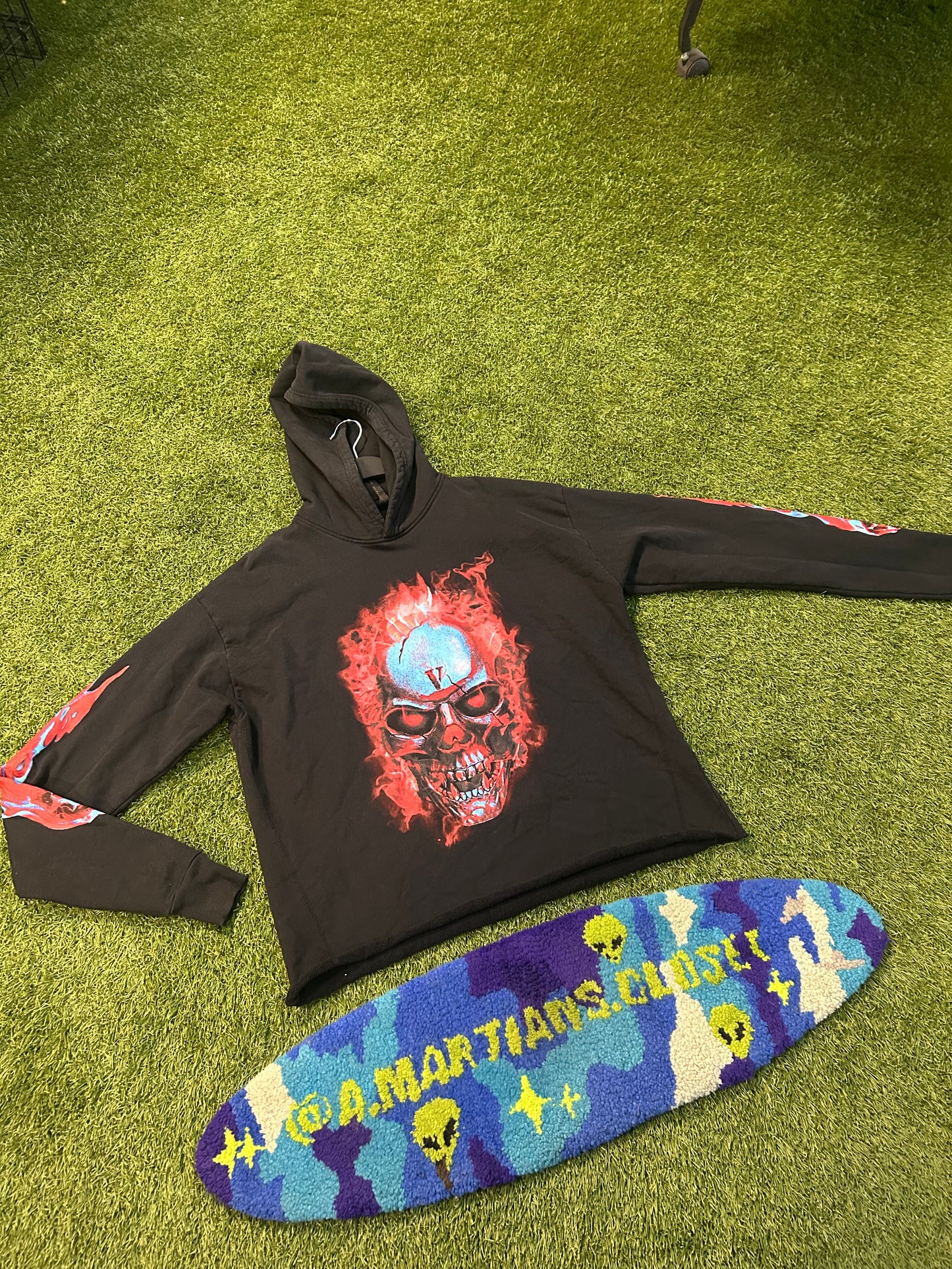 Vlone Red Flame Cropped Hoodie