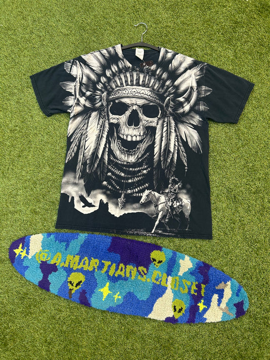 Y2K Native American Chief Skull Warrior Tee
