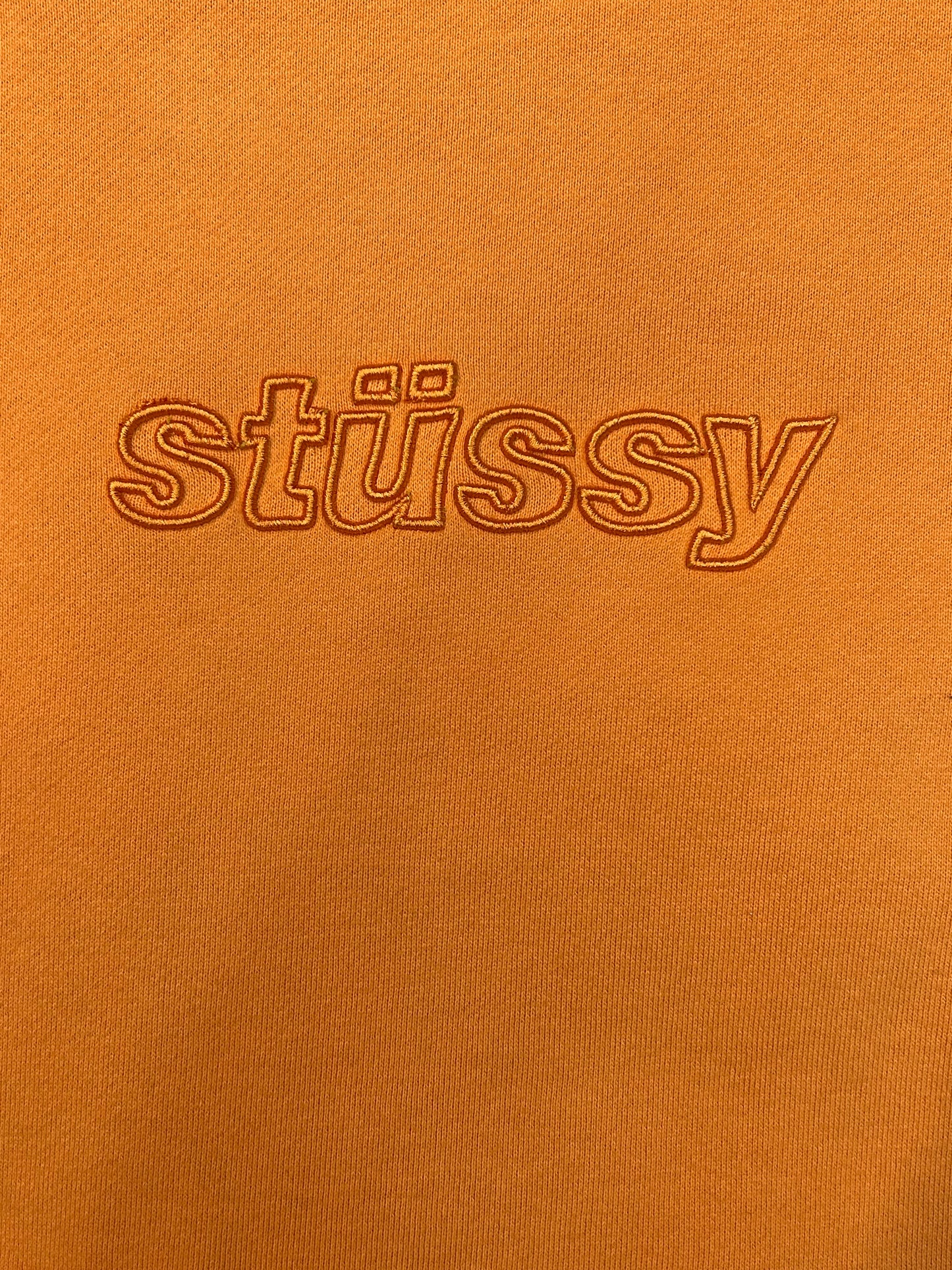 Stussy Orange Embroidered Logo Crewneck