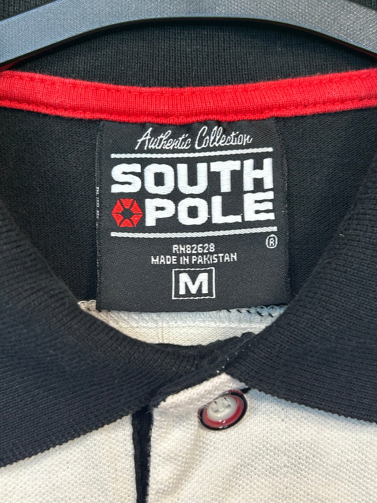 Y2K South Pole Red Black White Stripe Collard Shirt