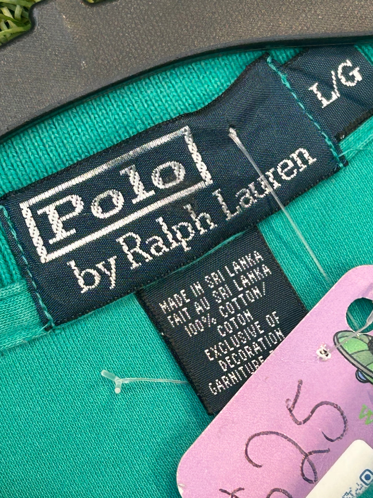 Vintage Silver Tag Polo Ralph Lauren Teal W/Gold Logo