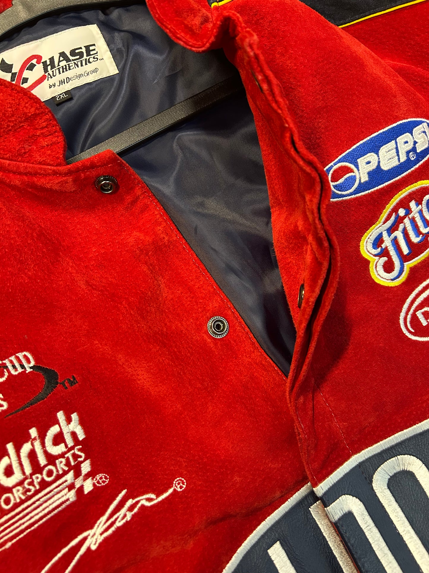 Vintage Jeff Gordon #24 DuPont Automotive Suede Flames NASCAR Heavy Jacket