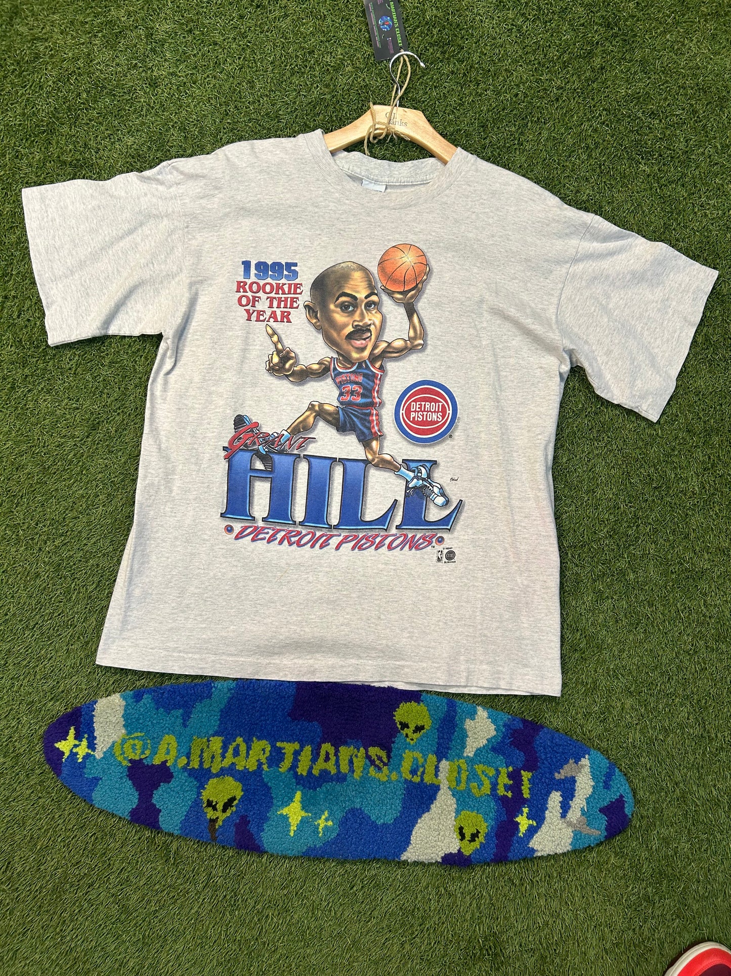 Vintage 1995 Salem Detroit Pistons Grant Hill Rookie Of The Year Tee
