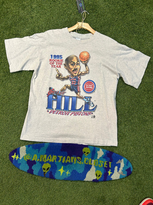 Vintage 1995 Salem Detroit Pistons Grant Hill Rookie Of The Year Tee