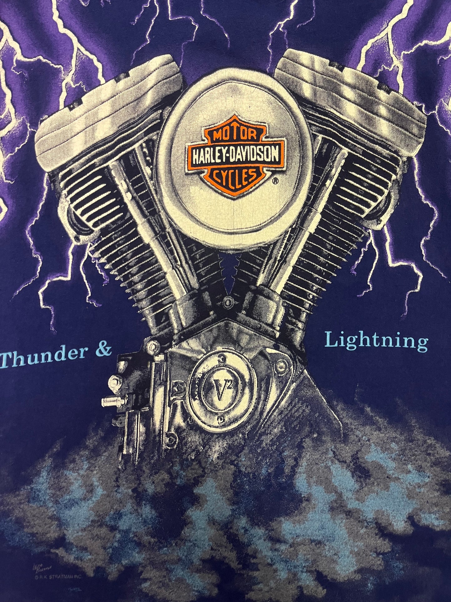 Rare Vintage 90s Purple Lighting Harley Davidson Tee